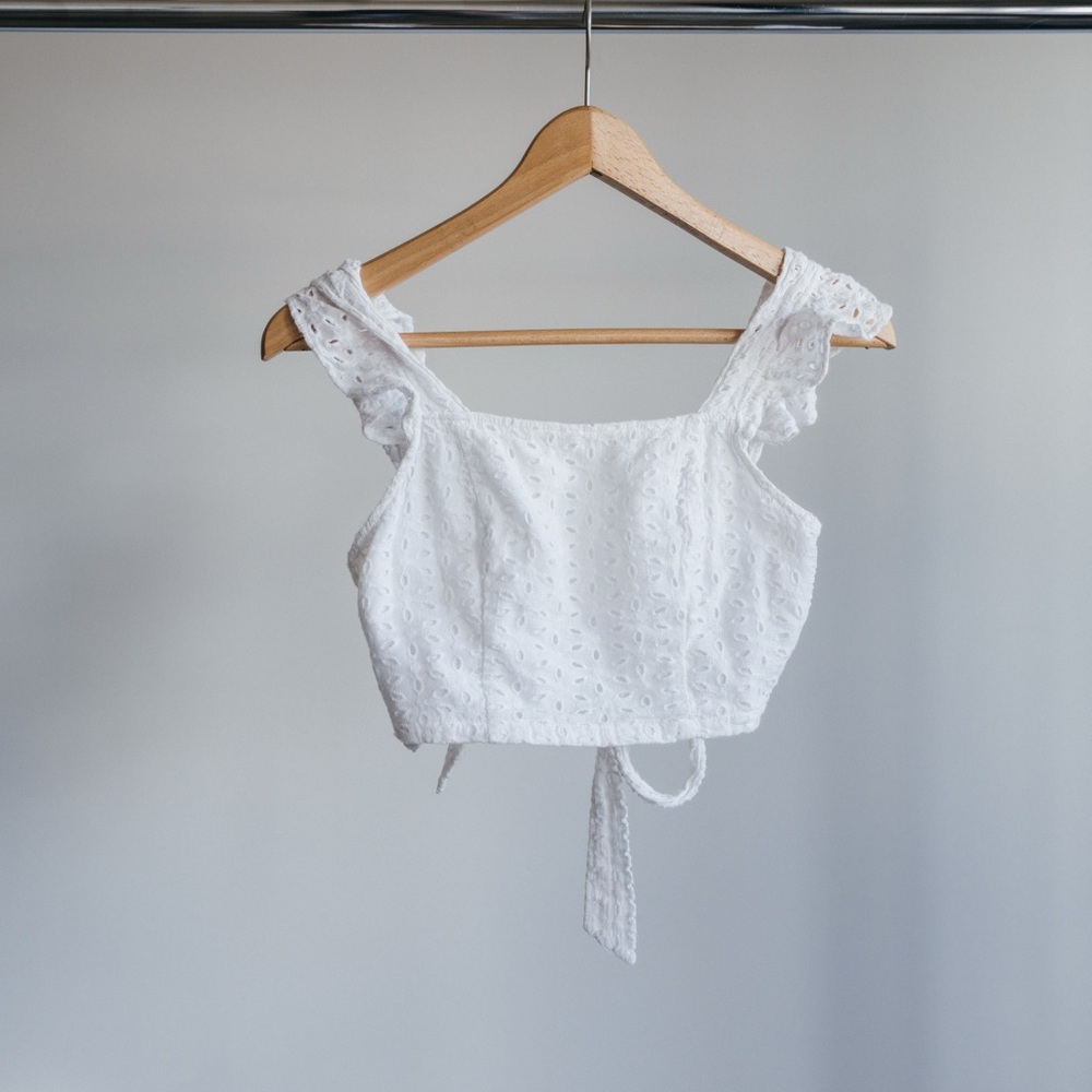 White Eyelet Crop Top